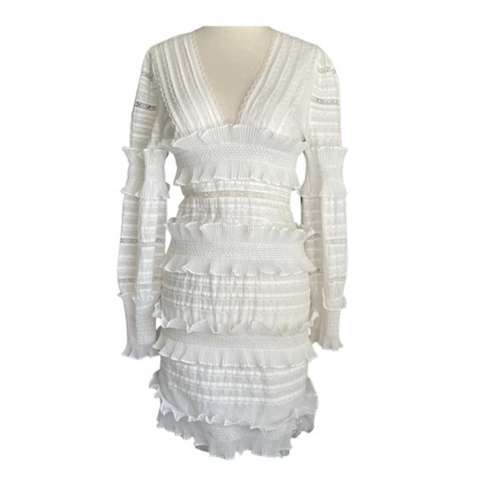 White Ruffled Tiered Long Sleeve Dress